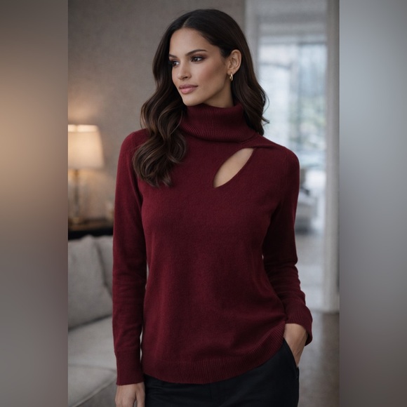 A.L.C. Sweaters - A.L.C Cashmere Blend Cut-Out Sweater Burgundy | Size Small | Luxe Modern Knit